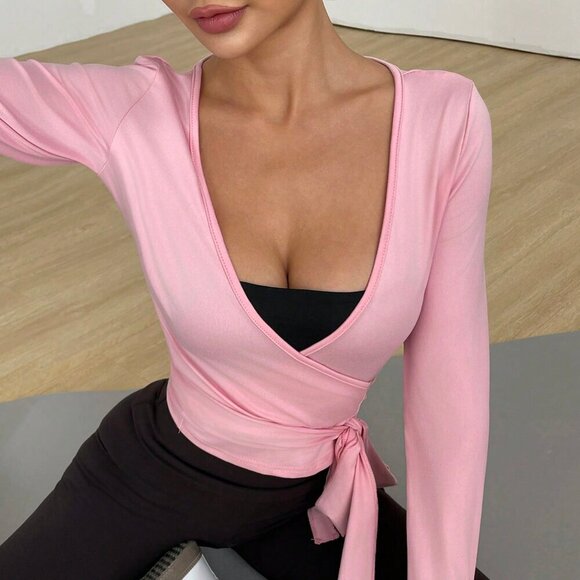 Pink Casual Women's Yoga/Pilate Fits top - Picture 5 of 8